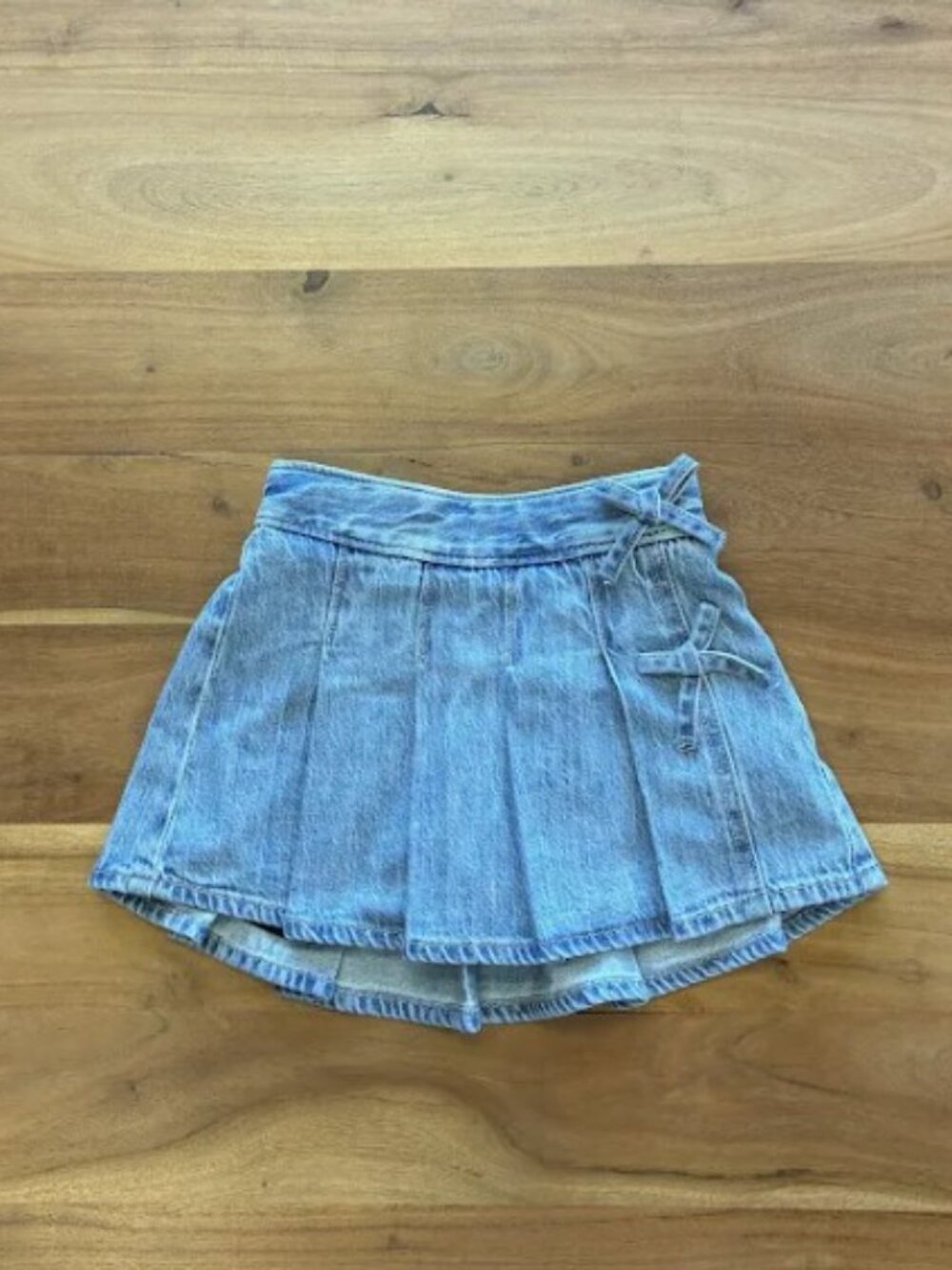 Abercrombie Kids- pleated wrap denim mini skort